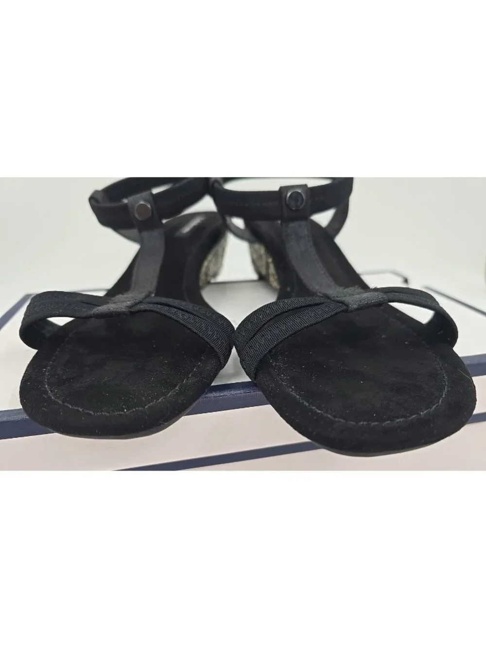 Croft & Barrow Stella Wedge Sandals Strappy Stretch Flexible Outsole Black 8.5 M